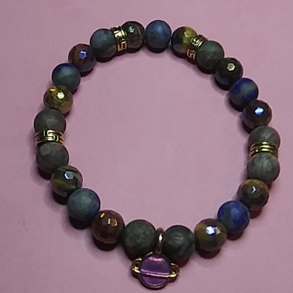 Gorgeous Exotic Multi-Stone Purple Planet Bracelet